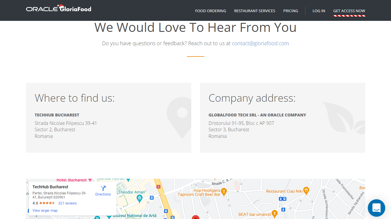Customer Support - Gloria Food