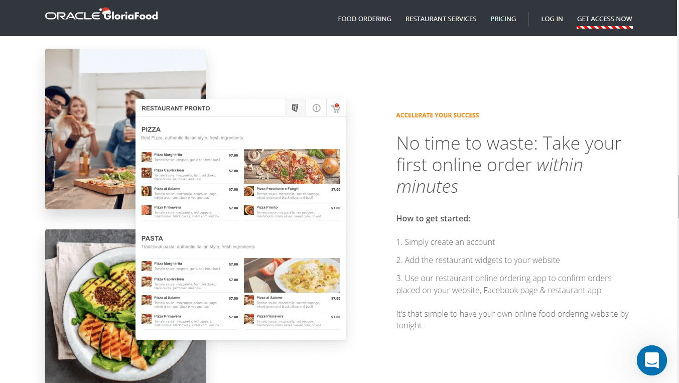 Sign up with Gloria Food