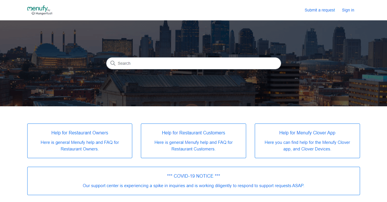 Customer Support of Menufy