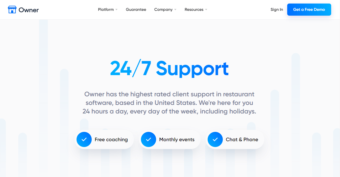Customer support of Owner