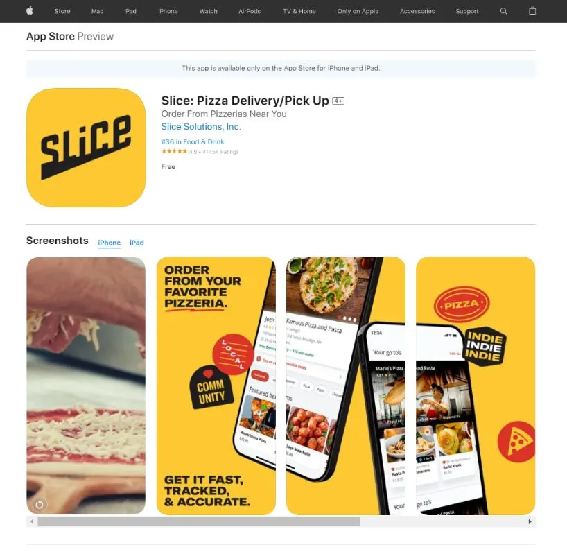 mobile application of slice