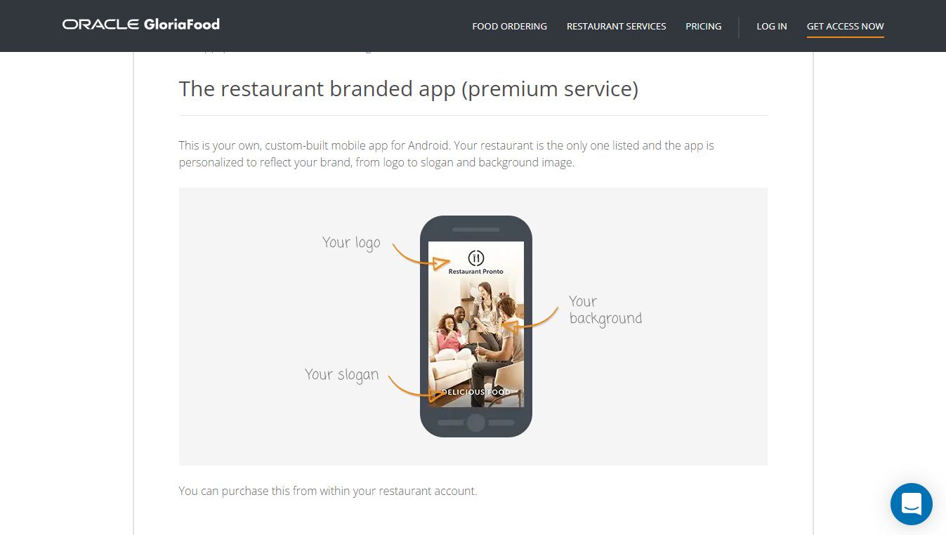 Mobile app of GloriaFood on Google Play